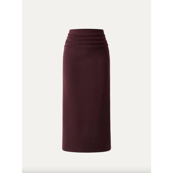 OGL Heat-Tech Ruched Side Pencil Maxi Skirt Ruby Berry Small Preppy Minimalist - Picture 1 of 9